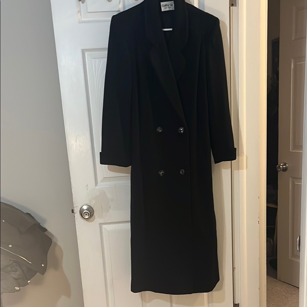 Black Pea Coat with Double Breasted Design and Classic Tailored Look